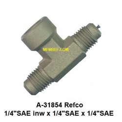 A-31854 Refco Schrader valve T piece 1/4"SAE inw x 1/4"SAE x 1/4"SAE
