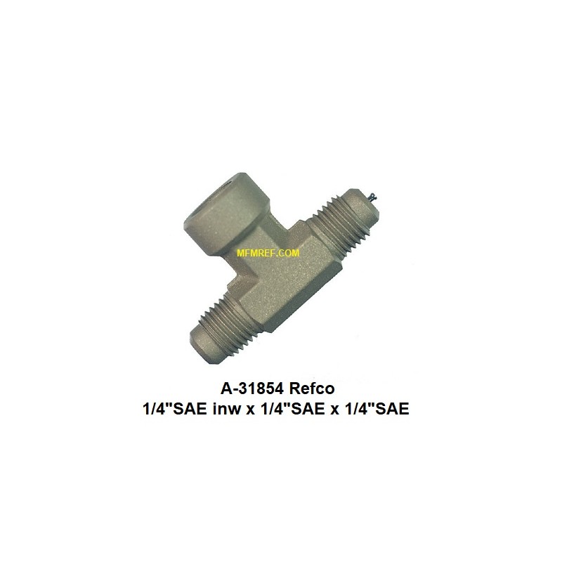 A-31854 Refco T-stuk schraderventiel 1/4"SAE inw x 1/4"SAE x 1/4"SAE