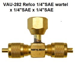 VAU-282 Freddox Schrader valve T, 1/4SAE Pivotant x 1/4SAE x 1/4SAE