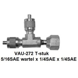 VAU-272 Schrader Ventil T Stück 5/16 SAE schwenk  x 1/4 SAE x 1/4SAE