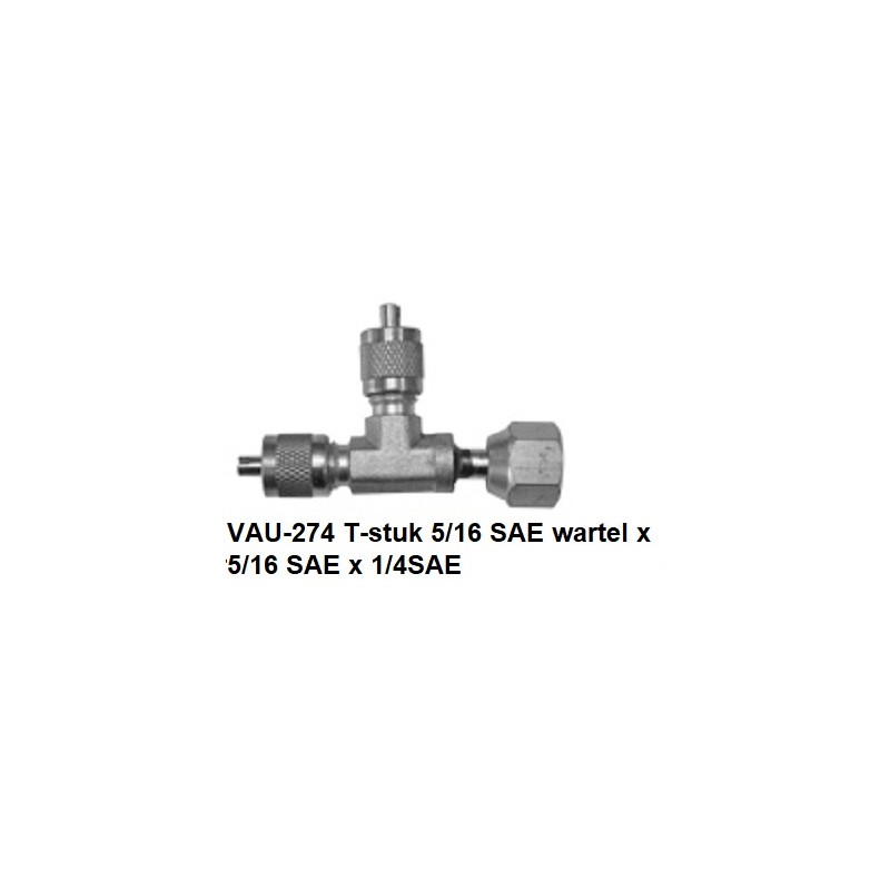VAU-274 Schrader valve T  5/16 SAE Swivel x 5/16 SAE x 1/4SAE