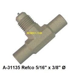 A-31135 Refco Schrader valve T piece brass, 5/16 x 3/8