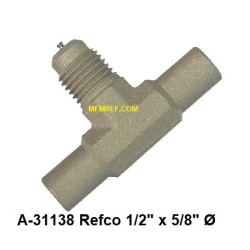 A-31138 Refco Morceau de Schrader valve T  laiton 1/2" x 5/8" Ø
