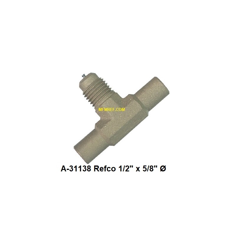 A-31138 Refco Morceau de Schrader valve T  laiton 1/2" x 5/8" Ø