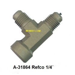 A-31864 Refco Schrader valve T piece 1/4"SAE inw x 1/4"SAE x 1/4"SAE