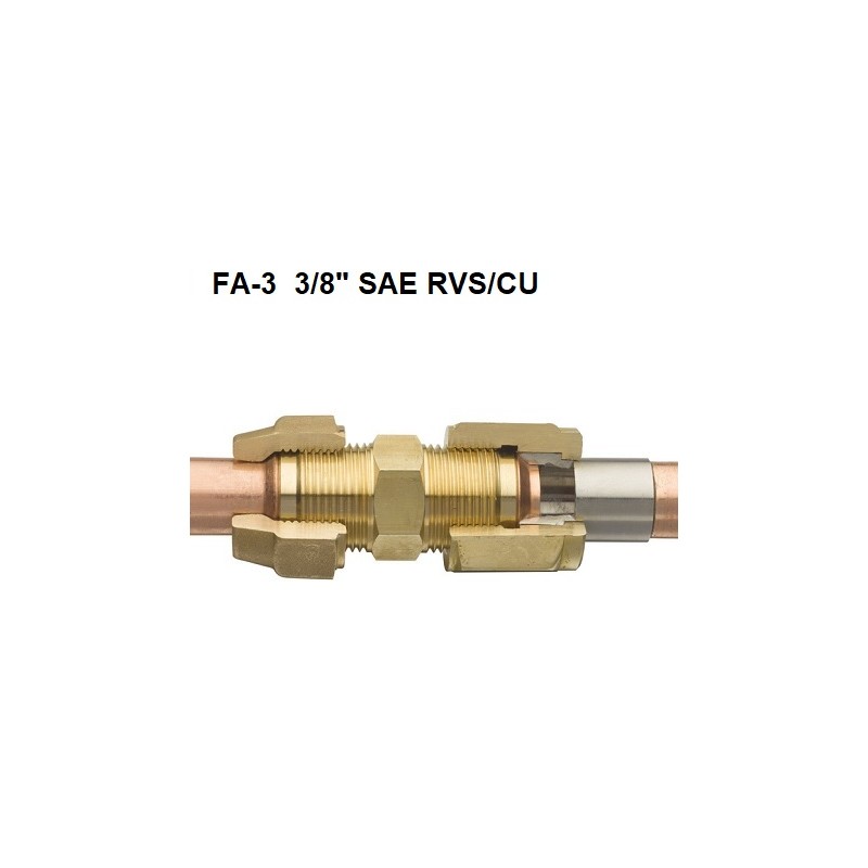 FA-3 3/8" verloopconnectie SAE RVS/CU soldeer + ring
