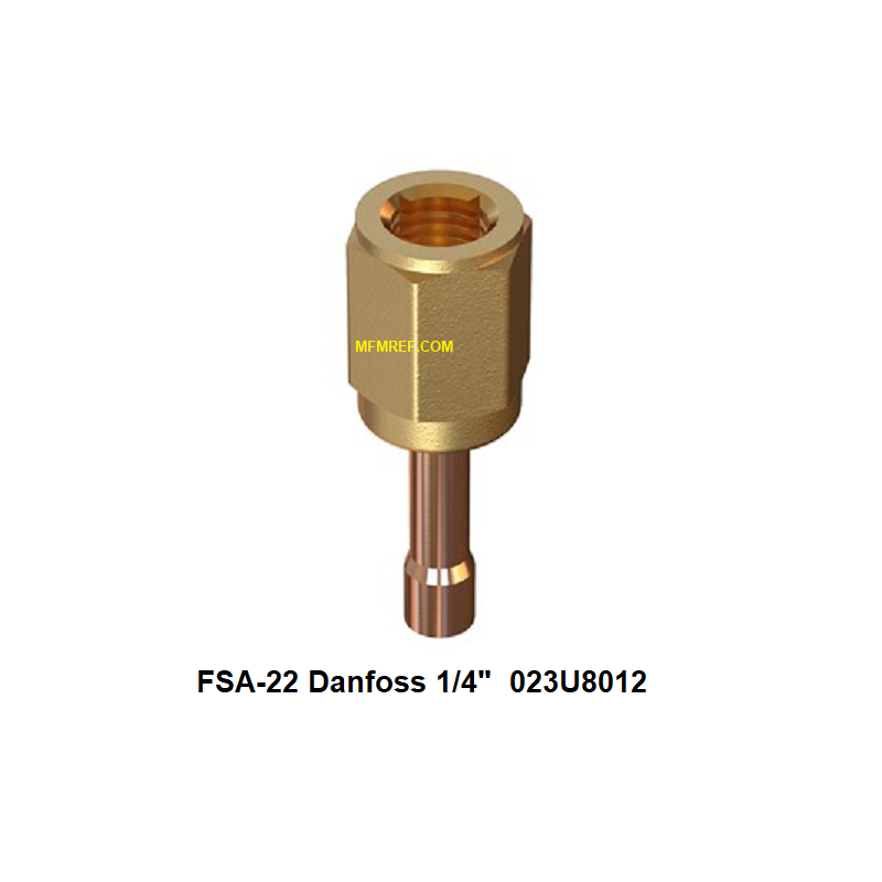 FSA-22 Danfoss 1/4" RVS/CU Verloopconnecties flare-soldeer (stek)