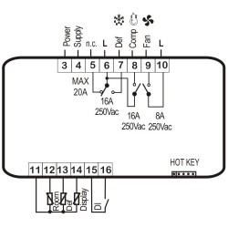 XW60VS-5N0C1 Dixell 230V temperature controller for refrigeration unit