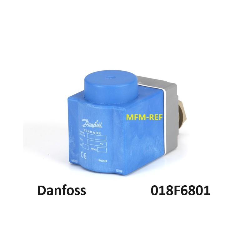 Bobina 12W Danfoss para válvula de solenoide EVR con enchufes DIN y tapa protectora- IP67 018F6801