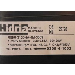 R09R-3130HA-4M-3509 Hidria ventilator met externe rotormotor zuigend 230-1-50Hz/ 60 Hz